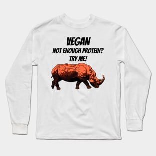 Funny Vegan Rhino Long Sleeve T-Shirt